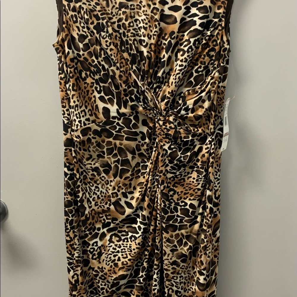 Black Label Women’s Cheetah Print Scoop Neck Sleeveless Dress Sz 12 NWT